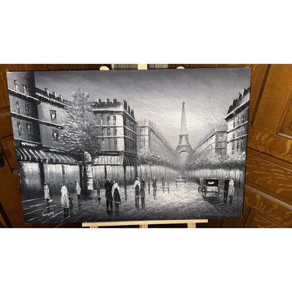 Oil Signed By Artist Caroline Burnett Paris Street Scene One of a Kind Lovely
